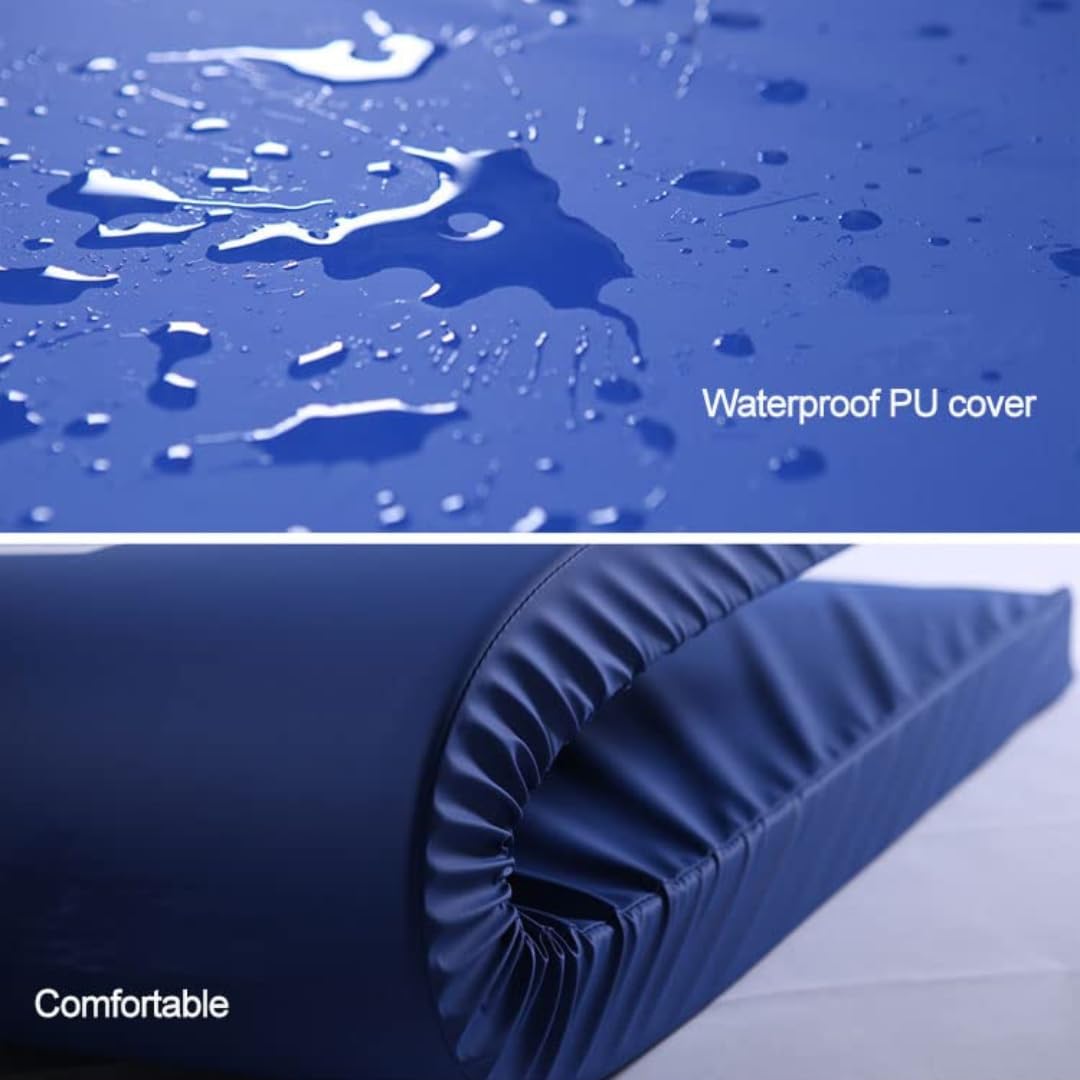 Wasserdichter Matratzenschoner in blau. atmungsaktiv und abwischbar 90x200 cm für Matratzen-Höhe 12 cm - Made in Europe. Waschbarer, Wasserdichter Bezug für Krankenhaus-Rehabilitationsmatratzen.