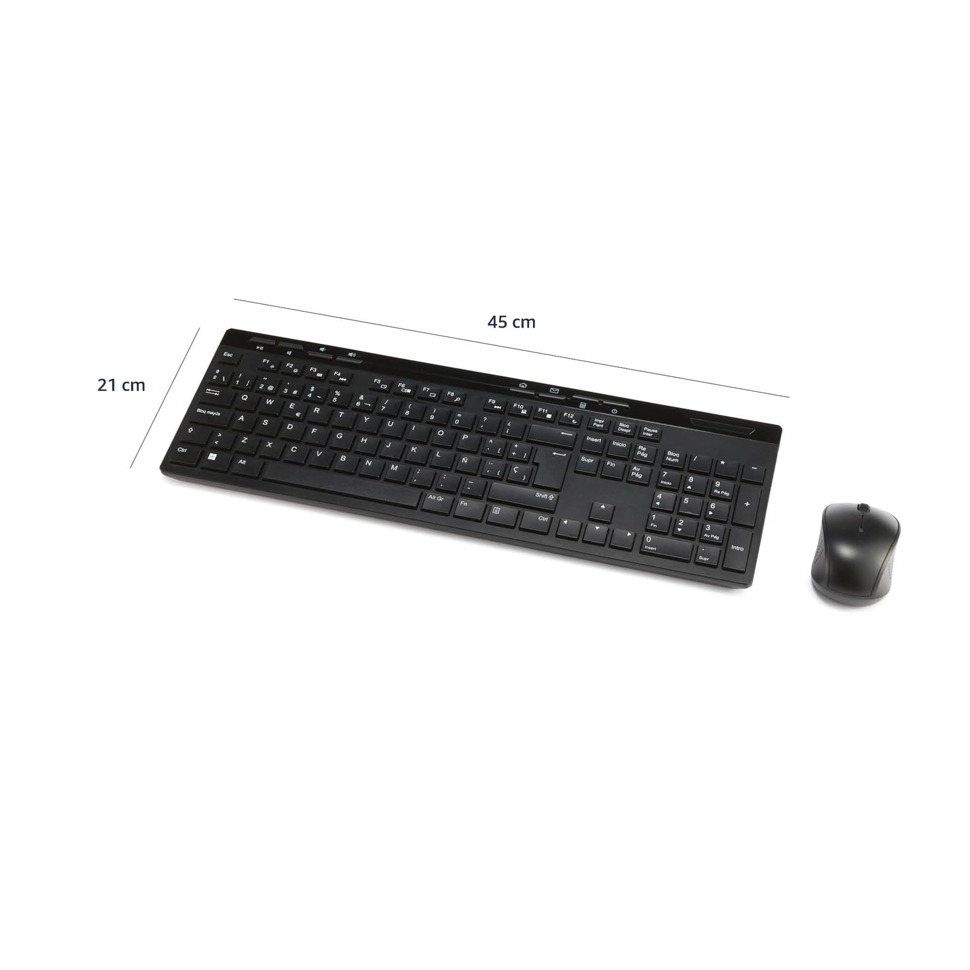 Amazon Basics Combo de Teclado y Ratón Inalámbricos de Tamaño Completo, Receptor USB de 2.4 GHz, (Teclado Español, Negro)