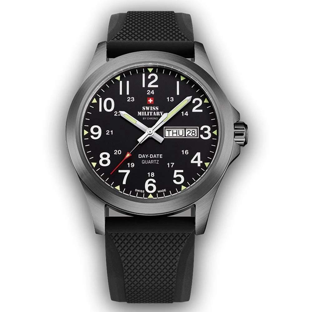 Swiss Military by Chrono Wristwatch Round with Leather Strap Mens