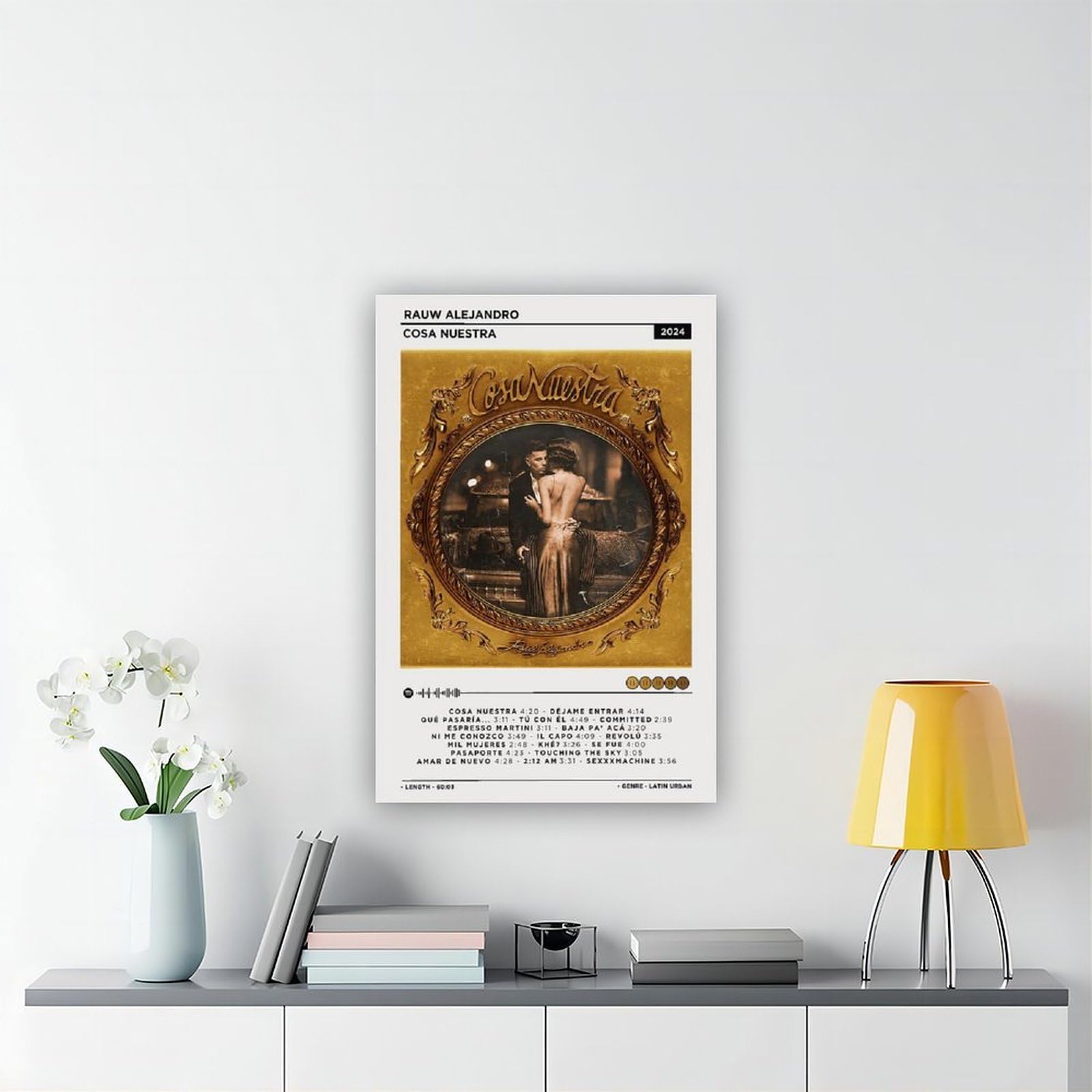 PUOGRD Rauw Alejdro - Poster su tela con copertina dell'album musicale Cosa Nuestra, decorazione per la casa, idea regalo