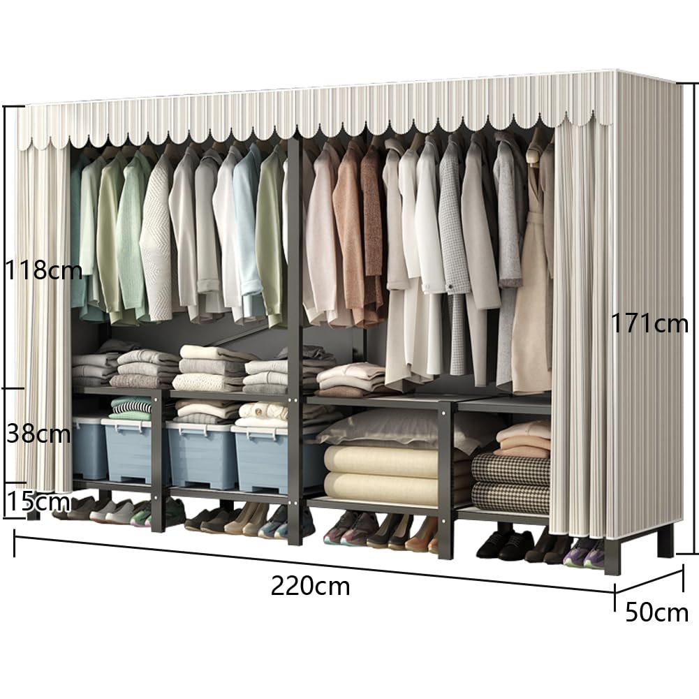 ワードローブ大容量収納クローゼット不織布フードハンガー簡単組立式防塵?防汚 Amazon｜ワードローブ 大容量ストレージ クローゼット衣類収納