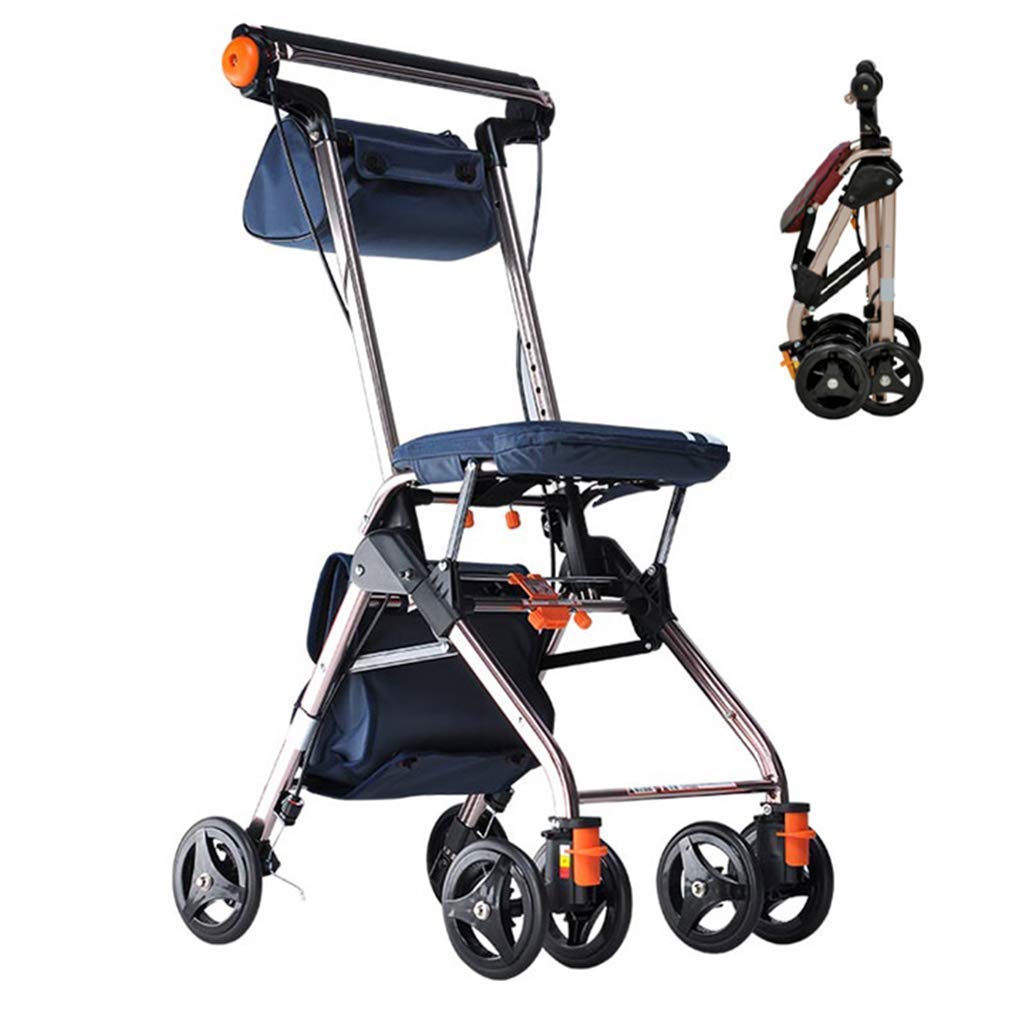 Deambulatore, Deambulatore da viaggio leggero, Deambulatore portatile con deambulatore con sedile Carrello per la mobilità di ausilio, larghezza del sedile 315 mm X lunghezza del sedile 215 mm kxtmm