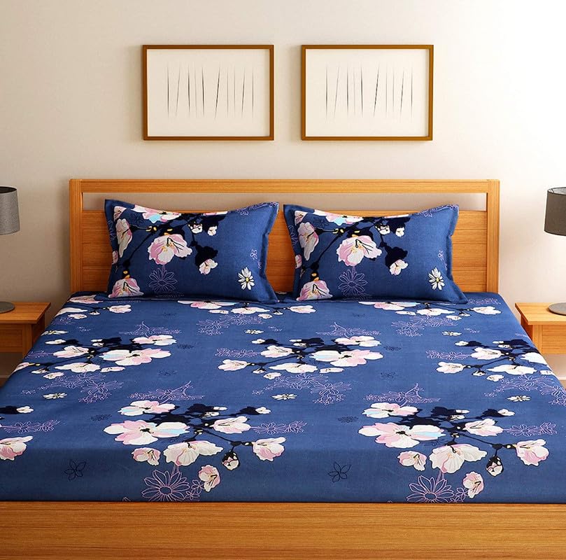 Alluring Bedsheet 100% Pure Microfiber Super Soft Fitzy 280 TC Fitted bedsheet King Size, Elastic bedsheet, (Size=72x78) inches