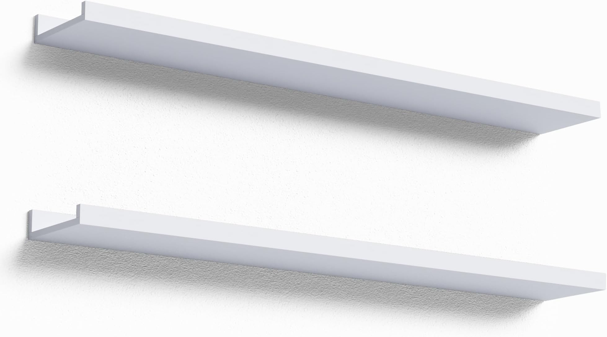 Boswillon 36 Inches Long Floating Shelves Wall Mounted,2 Set Modern White Shelf for Bedroom,Nursery Book with Lip,Picture Ledge Decor Living Room Bathroom Kitchen-White,35.4 In