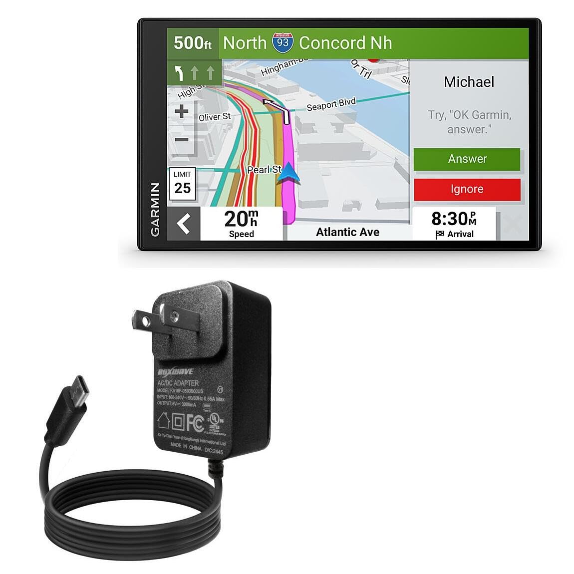 BoxWave Charger Compatible with Garmin DriveSmart 76 - Wall Charger Direct (15W), Rapid Charge Your Device with Built-in 6ft Cable