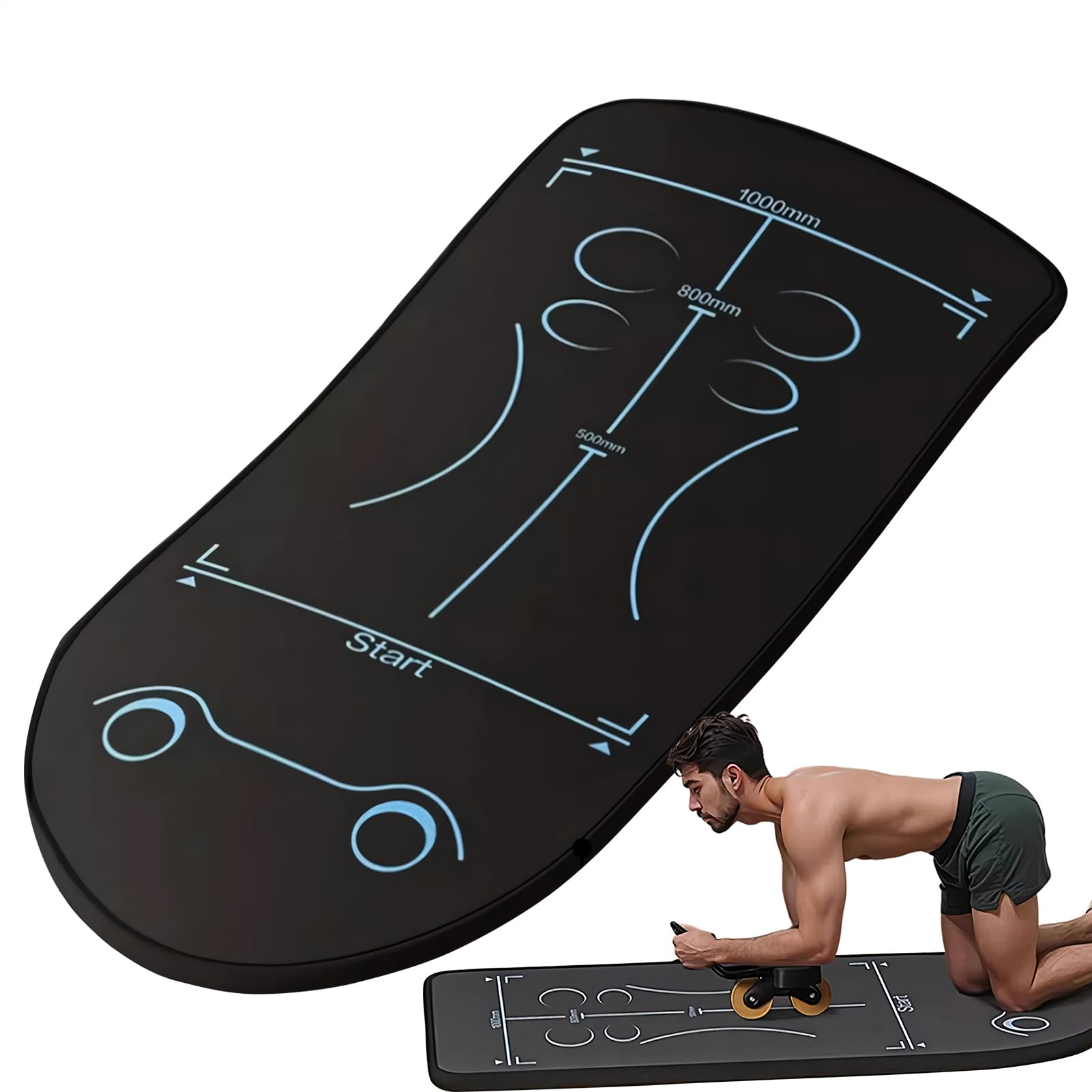 Il tappetino per gli esercizi con il rullo addominale La ruota addominale | Il tappetino protettivo da allenamento Adatto per le attività di fitness, yoga e pilates