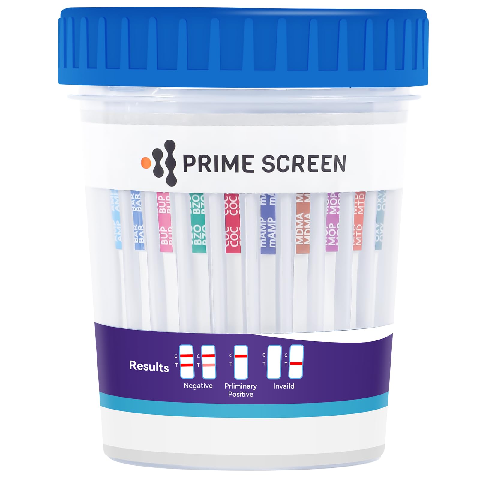 Prime Screen Drug Test Kits Urine Cup for All Drugs 12 in 1 Drug Test Instant Testing Cocaine, Cannabis THC, OPI, AMP, BAR, BUP, BZO, mAMP, MDMA, MTD, OXY, PCP, 1 Pack