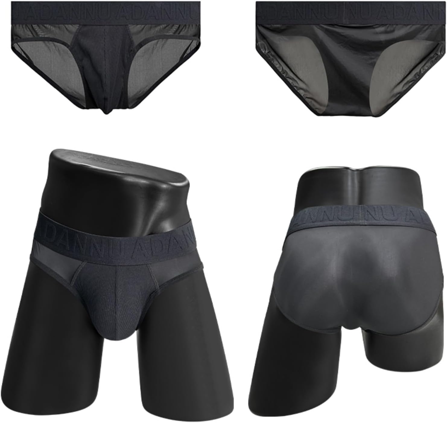 Men's Triangular Underwear 95% Cotton Transparent Mesh Splicing Embossed Waistband