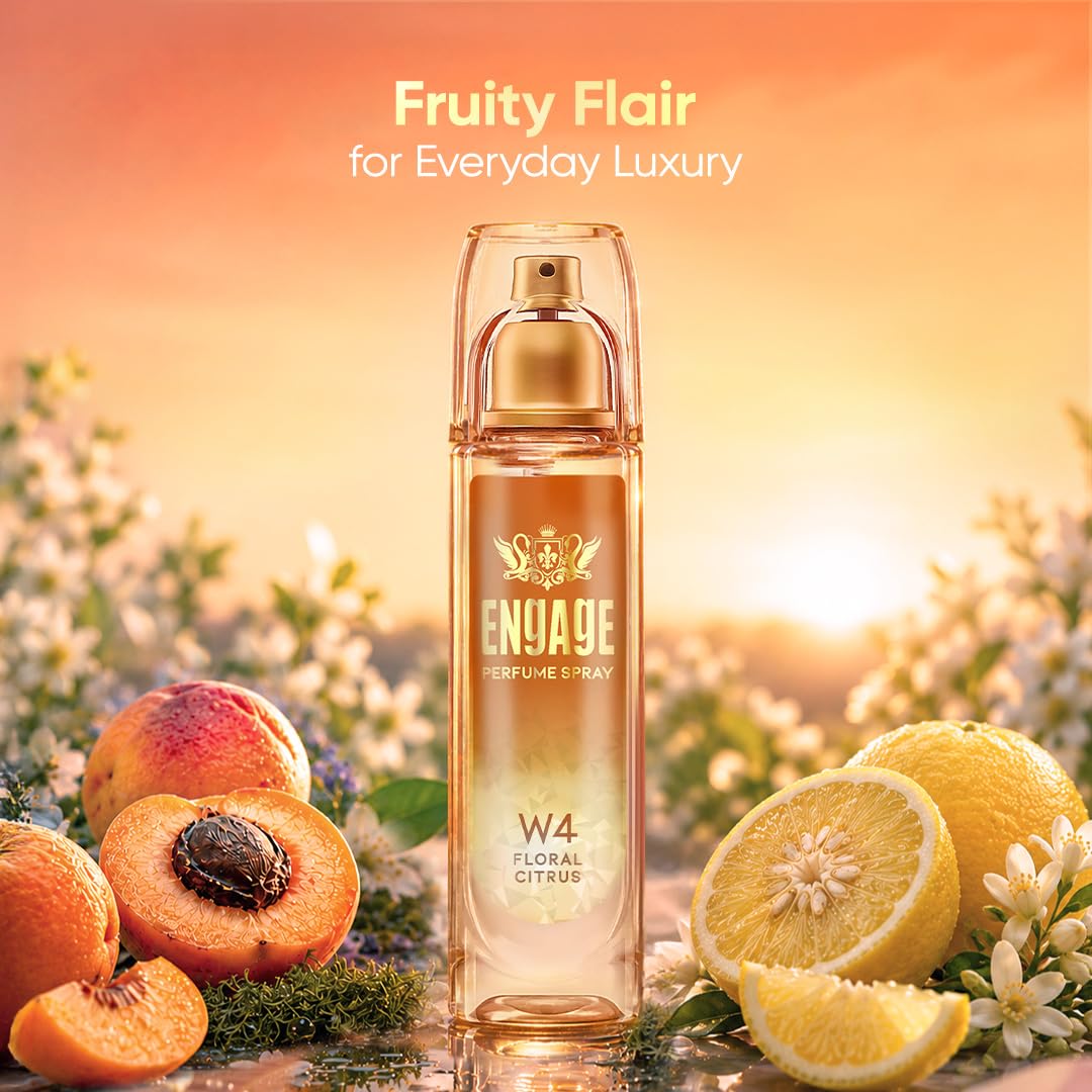 Engage W4 Perfume Spray for Women 120ml | Citrus & Floral | Long Lasting | No Parabens | No Silicones| Dermatologically Tested | Skin Friendly | Crafted for Everyday Luxury | Also try Verona EDP