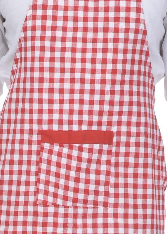 Image of Switchon Checkered Cotton Kitchen Cooking Apron with Chef Hat - Pack of 2 | Multi-Purpose Chef & Waiter Apron for Men & Women | Home, Hotels, Restaurants & Cafes | Proudly Made in India
