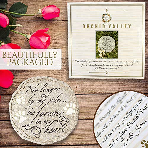 Orchid Valley Cat Or Dog Grave Marker Or Garden Memorial Stone. No Longer By My Side But Forever In My Heart, Rainbow Bridge Pet Memorial Gifts. Waterproof And Weatherproof Pet Plaque thumb #2