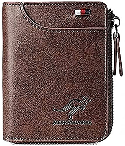 GeRRiT Multi-Functional RFID Blocking Waterproof Durable PU Leather Wallet, Large Capacity Zipper Wallets for Men Holds 1-16 Cards, Soft Slim Genuine Leather RFID Blocking Wallet Technology, Brown