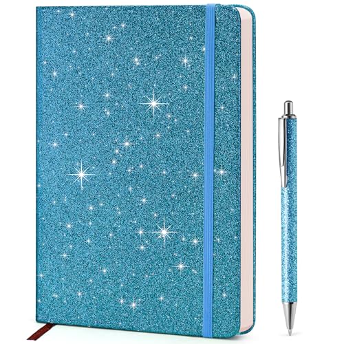 Journal scintillant bleu A5 pour l'écriture intime et l'organisation du quotidien