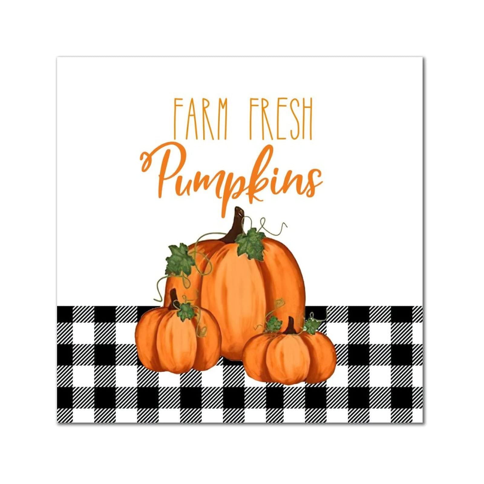 Farm Fresh Pumpkins Buffalo Plaid Wood Signs Farm Sunflower Plaque Farm Harvest Retro Woodshop Garage Wall Decoration For Living Room Bedroom Dining Room Housewarming Gift 12x12in