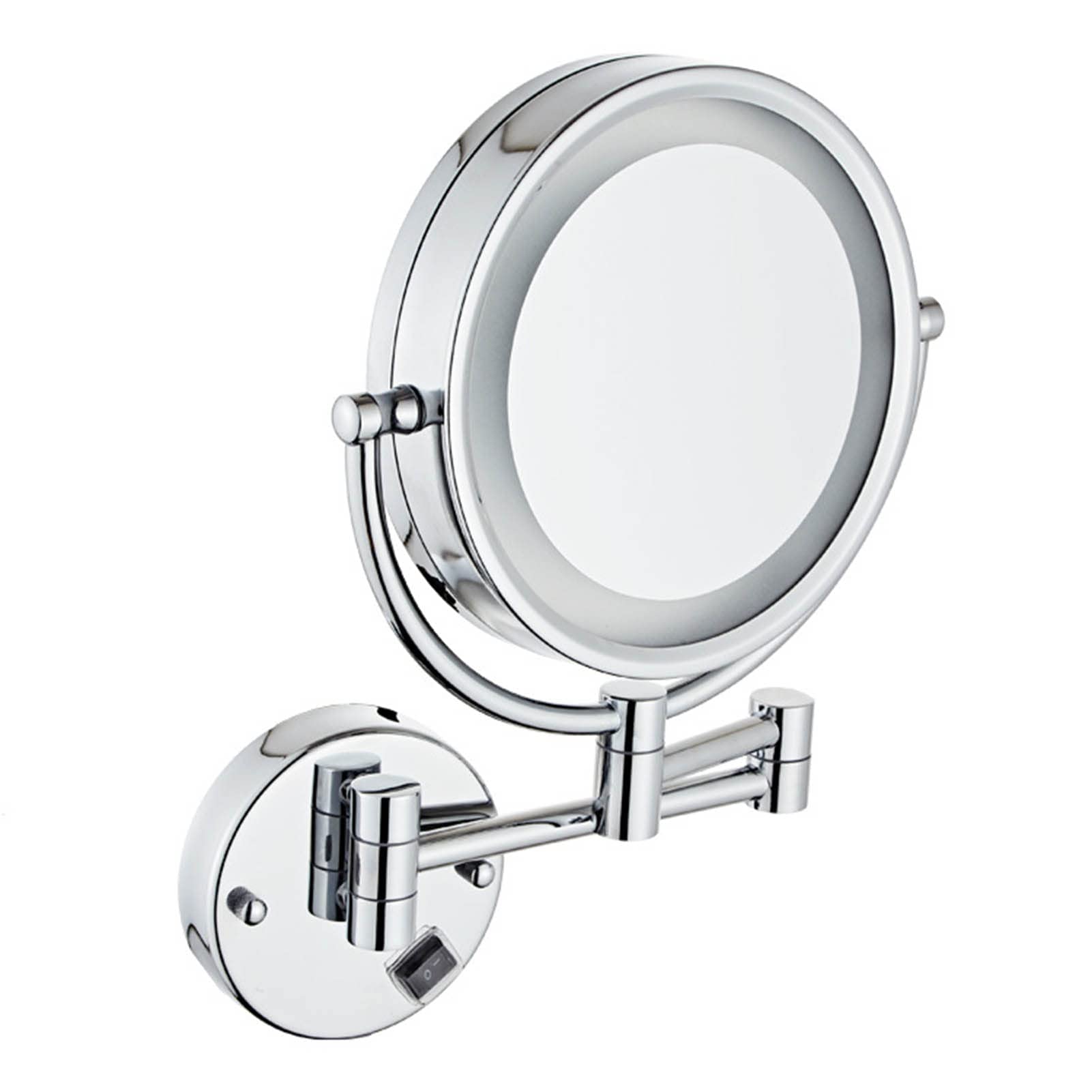 Miroir de maquillage mural LED rond 8,5 pouces grossissant 3x avec raccord encastré