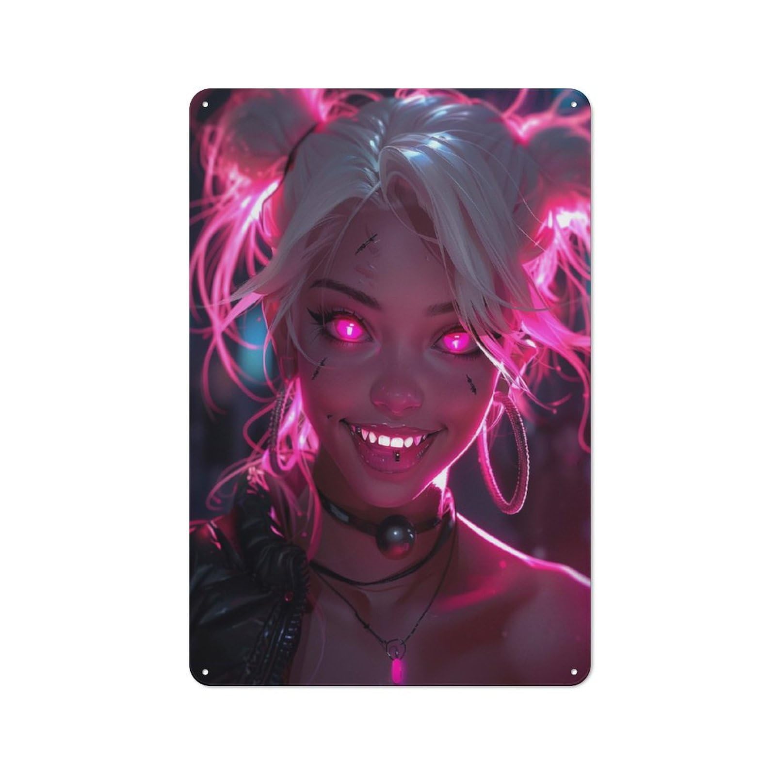 Demon Girl Printed Metal Sign for Pet Owners, Birthday, Christmas Or Housewarming Gift, 30x20cm