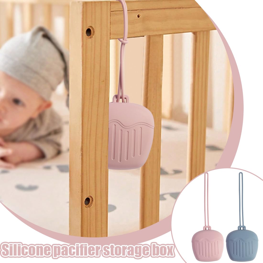 Boite à Tétine Bébé Silicone 2 Pièces Imperméable Portable Sans BPA Rose Bleu