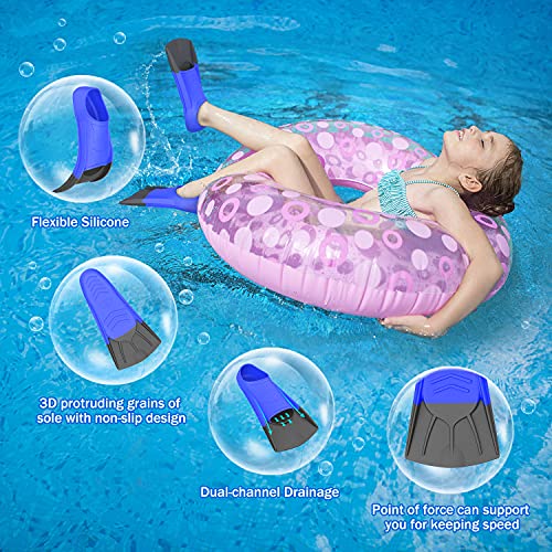 Image of Gintenco Swim Fins, Kids Swim Training Fins for Lap Swimming, Travel Size Flippers with Mesh Bag, Silicone Swimming Fins for Kids Teens Adults Women Men