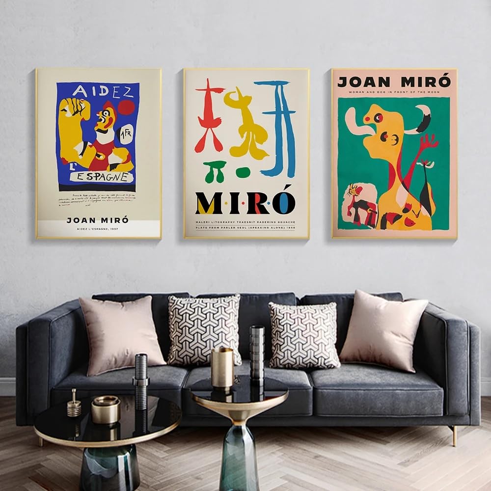 Dittelle Joan MiróAbstract Painting Art Print Spanish Surrealist Painter Works Exhibition Canvas Poster Gallery Wall ArtDecor(60x90cm/3PCS Frameless)