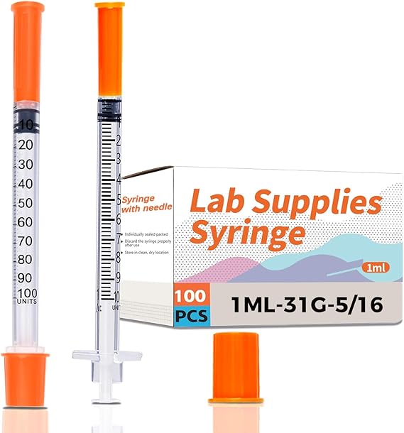 U100 Syringe 1ml/cc 31G 5/16" 8mm Scientific Lab Syringes