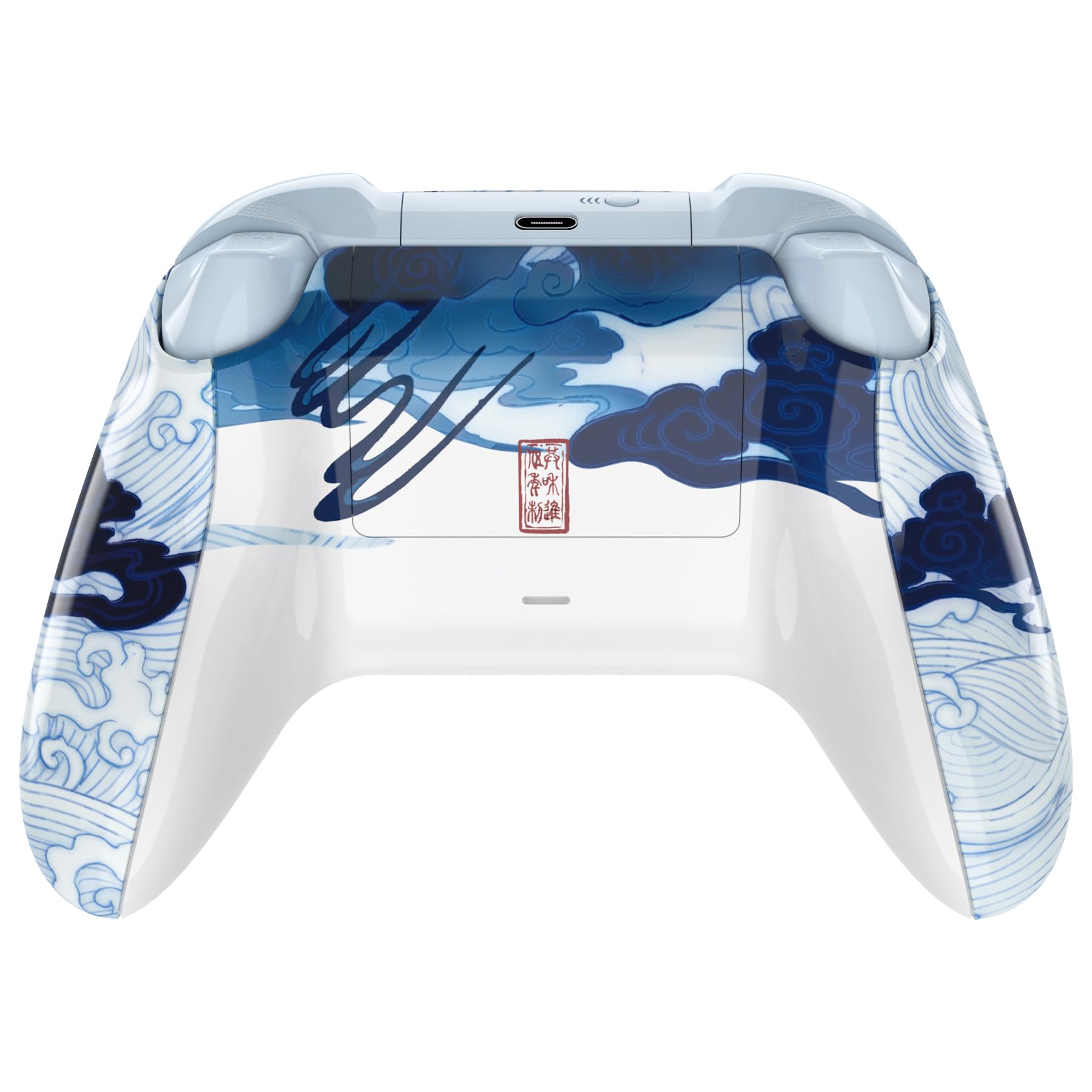 eXtremeRate Full Case & Buttons für Xbox Series X&S Controller, DIY-Ersatz Gehäuse Skin Faceplate/Back Cover/D-Pad Trigger Tasten/Thumbsticks Ersatzteile Set für Xbox Core Controller-Porzellan Drache