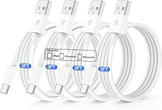 QZIIW 4Pack Apple USB C Fast Charging Cable 3FT for iPhone 17 16 15 Pro max | USB A to USB C Car Carplay Cord for iPhone 17 16 15 Pro/17 16 15 Plus Samsung S26 S25 S24, iPad Pro 12.9/11,Air 5th/4th Gen