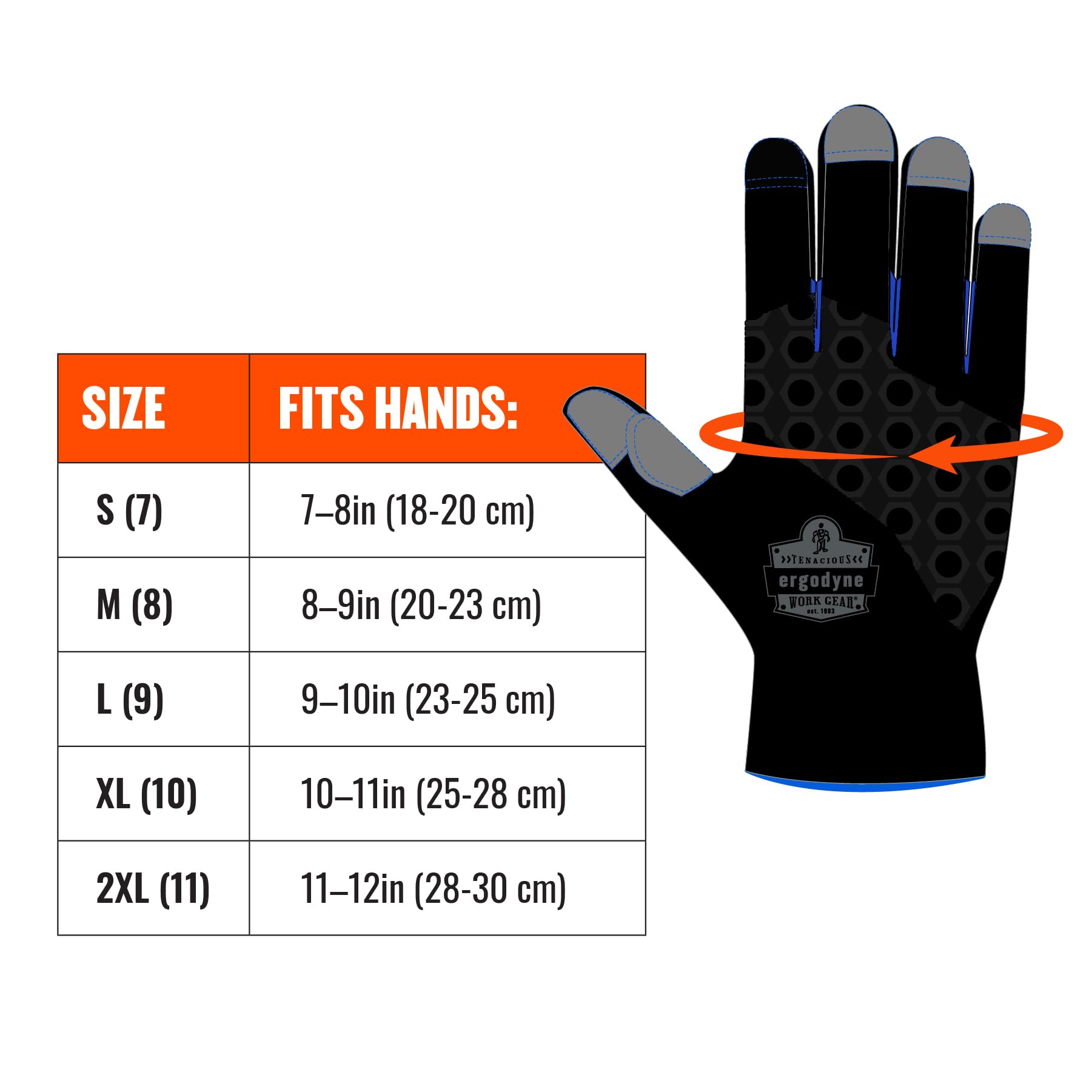Ergodyne ProFlex 817 Guantes de trabajo térmicos de invierno con palmas reforzadas, color negro, S