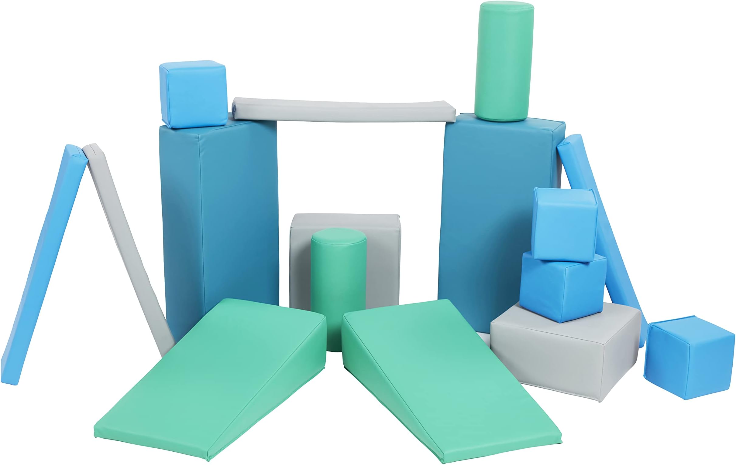 ECR4Kids SoftZone Soft Builder Blocks, Foam Shapes, Contemporary, 16-Piece