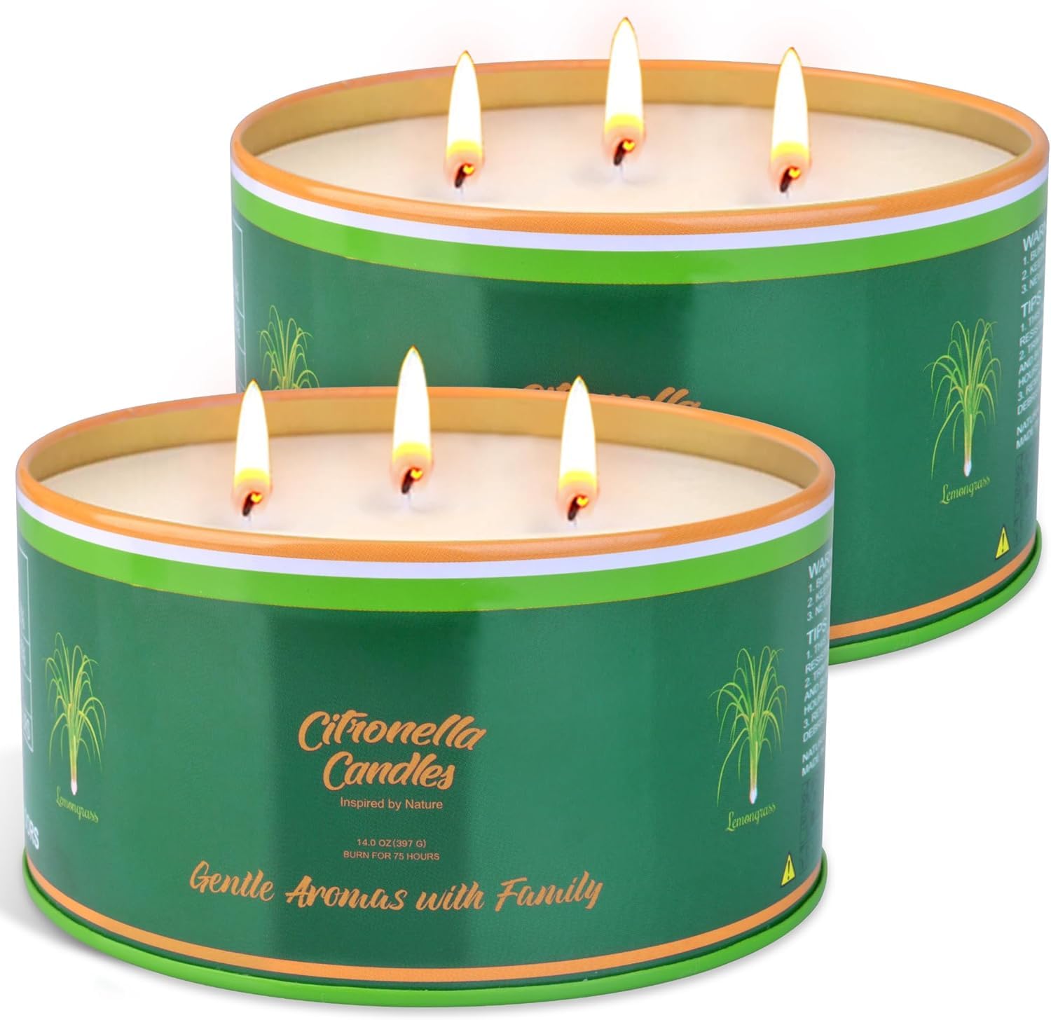 3 Bougie Citronnelle Extérieur & Intérieur 42 Oz, Grandes Bougie avec 3