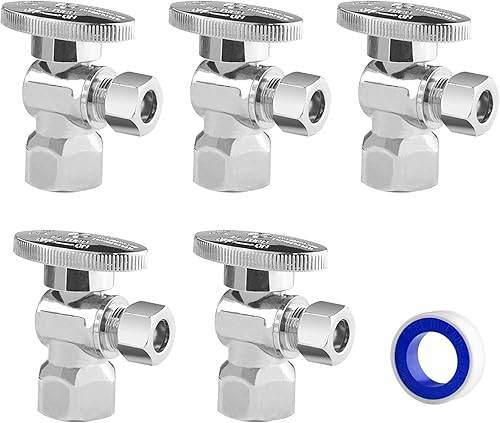 Vista 25 de WiseWater Válvula de Parada de Ángulo PEX de 1/2 Pulgada PEX x 1/4 Pulgada de Compresión, Válvula de Apagado de 1/4 Vuelta, Accesorio de Fontanería