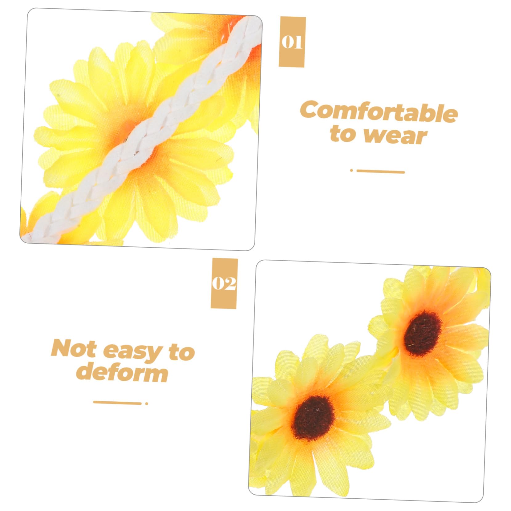 FRCOLOR Lot de 20 cordes à cheveux tournesols - Bandeau pour cheveux - Pour femme - Bandeau de cheveux - Pour femme - Pour la plage d'été - Pour les