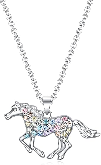 Horse Wolf Hummingbird Fox Necklace for Girls Fox/Hummingbird/Horse/Wolf Gift Girls Rainbow Girls Jewelry Valentines Day Birthday Christmas Back to School Gift, Zinc Alloy, Rhinestone, Zinc