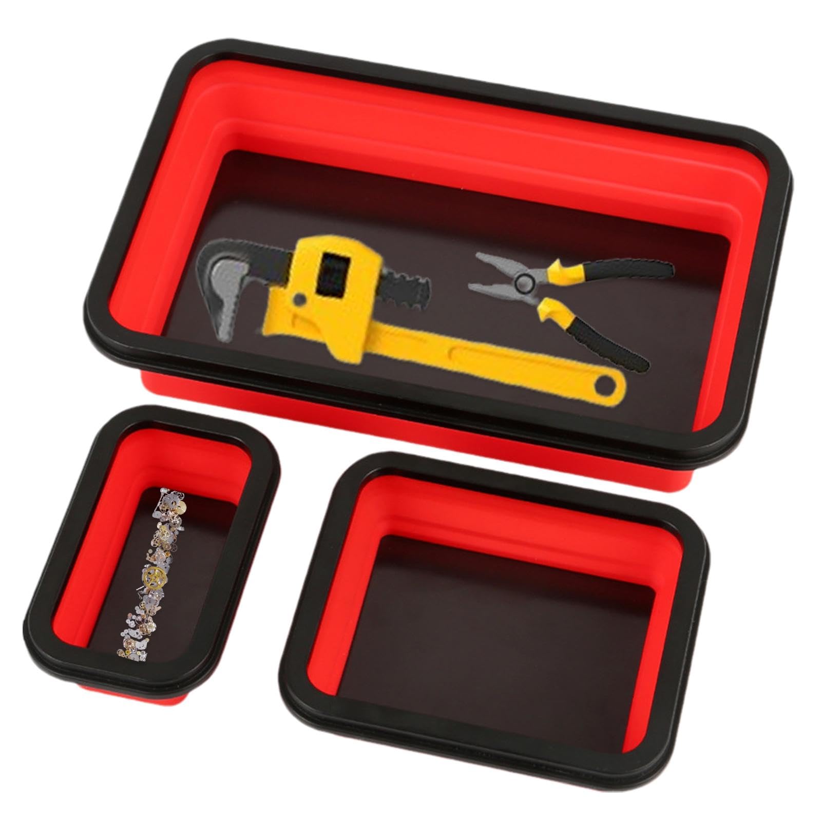 Agnetic Parts Tray Set, Faltbare Magnetische Werkzeugablage, Magnetische