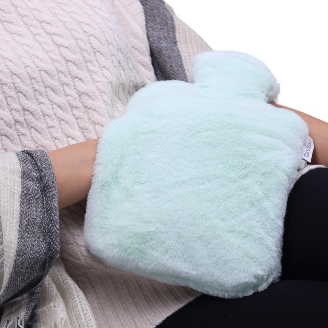 CareSoul Hot Water Bottle with Soft Velvet Cover, Small Size Classic Hot Water Bag for Pain Relief, Neck and Shoulders, Feet Warmer, Menstrual Cramps, Hot and Cold Therapy, (Mint Green, 2 Litre) (B0CNKG3YJ5) Amazon Price History, Amazon Price Tracker