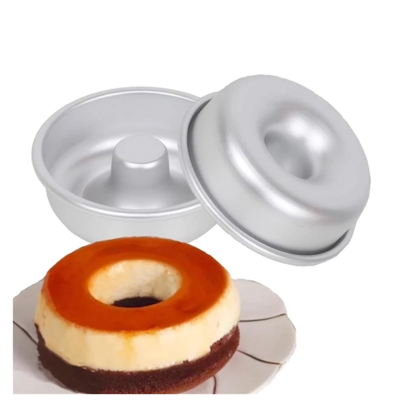 Genérico Molde for pastel con forma de anillo aluminio, for hornear donuts pequeños/lager/gigantes, 1 ud(H04)