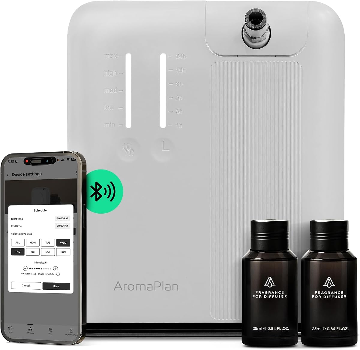Smart Scent Diffuser Whole House + 2 Scents – 5 Star Hotel, Cold Air | 2,000 Sq Ft Coverage, Waterless & Mess-Free, Whisper-Quiet, Manual/App Control, Free 6-Month Warranty, HVAC Compatible