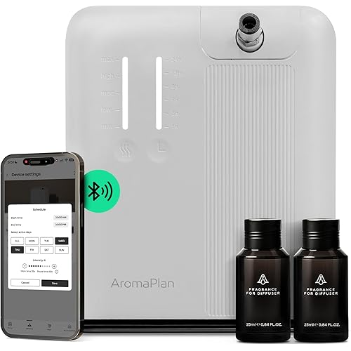 AromaPlan 5 Star Collection Cold Air Scent Diffuser, Whole House (2 Scents Included)- Waterless Smart Aroma, Scent &Time Adjust., App Control, HVAC | Home, Commercial, Hotel | Large Room, 2,000 sq.ft