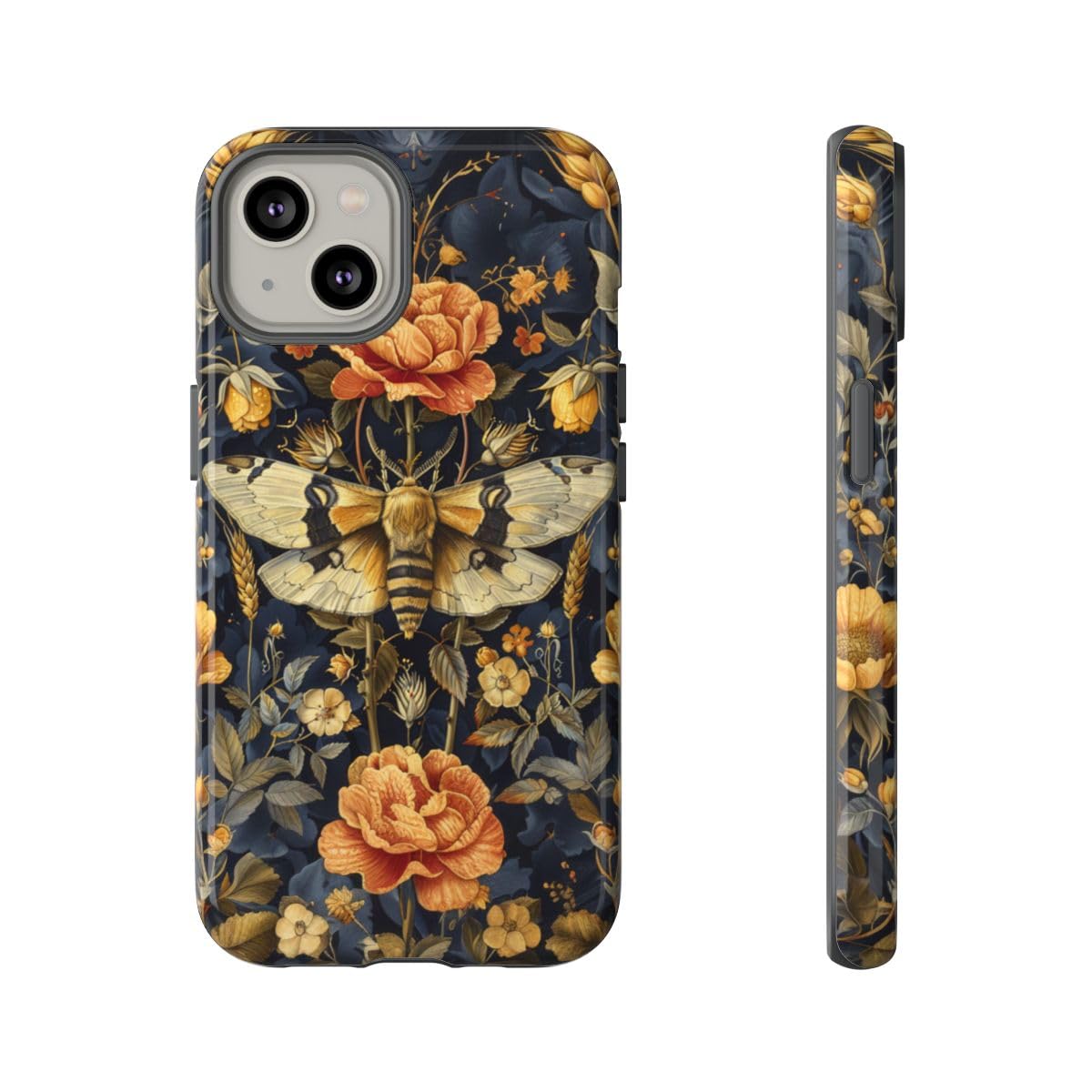 Coque rigide pour iPhone 14 brillante à motif floral doré - 5