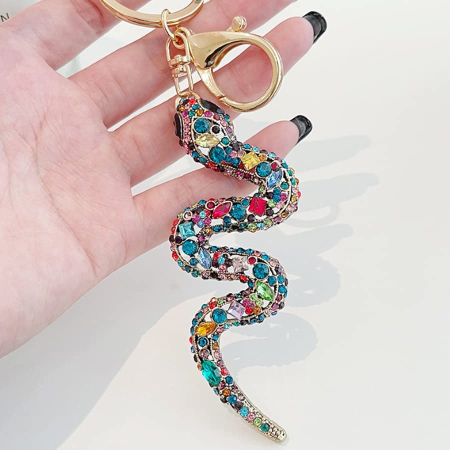 ARFUKA Schlüsselanhänger Schlange Anhänger Autoschlüsselanhänger Kristall Strass Taschenanhänger Keychain für Valentinstag Geburtstag Weihnachten Feiertag