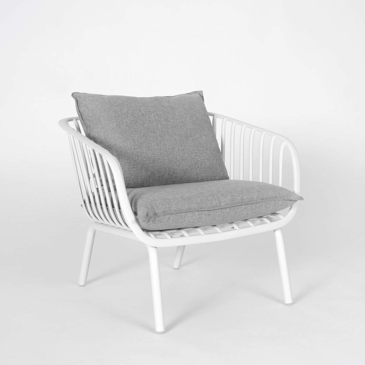 LOLAhome Conjunto Jardin Vione con Sofá, Mesa de Centro y 2 Sillones, Gris