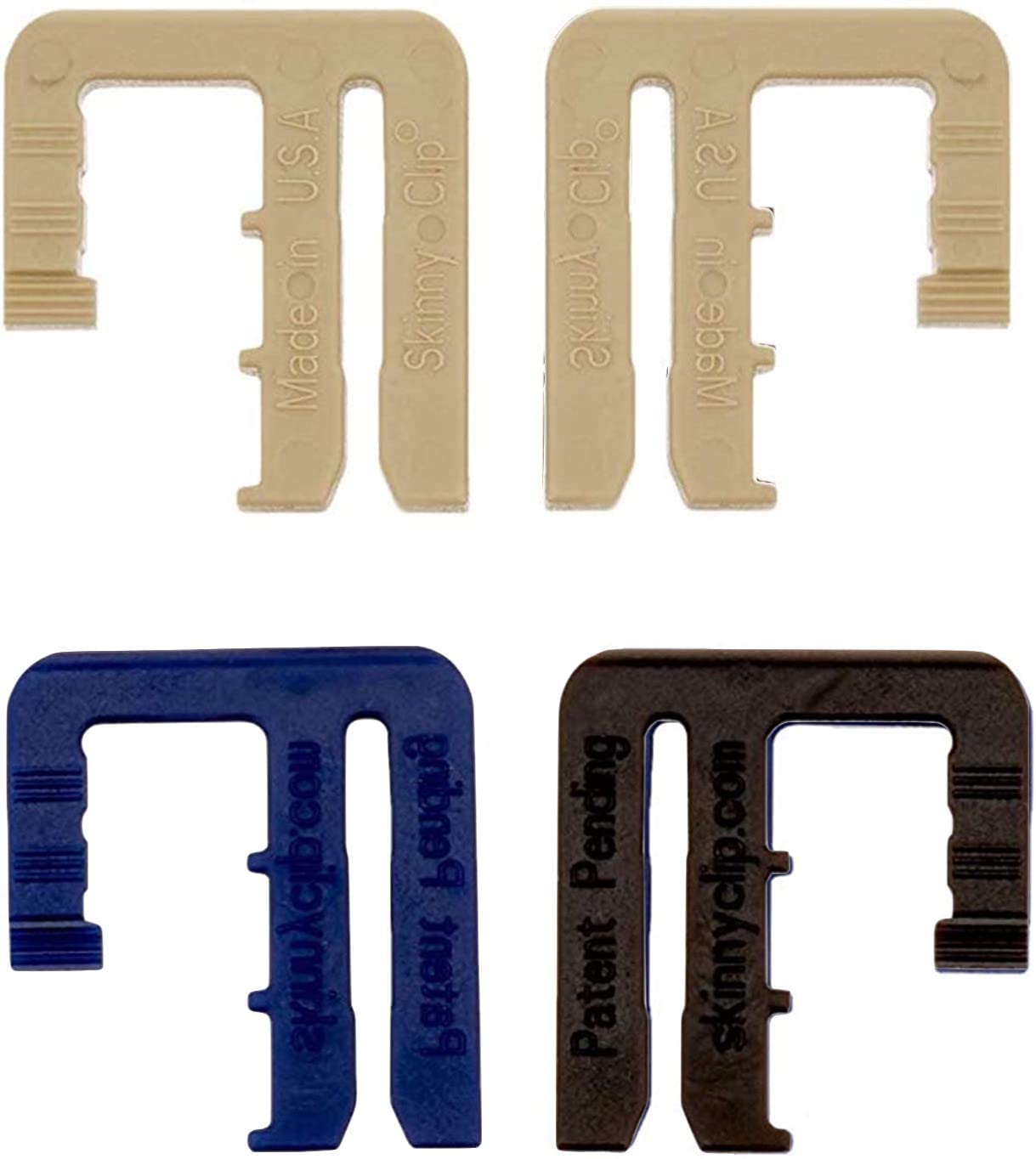 Skinny Clip Waistband Tightener - Replace Belts For Women & Men - Hold Up Your Pants - Waist Cinch Clip - 4 Pack, 2 Khaki 1 Black 1 Blue, One Size