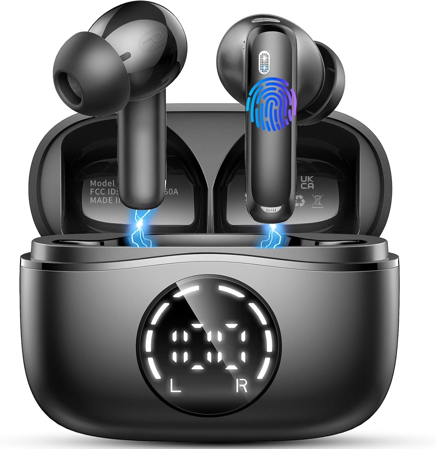 2026 Bluetooth Kopfhörer, 50 Std Spielzeit Kabellose Kopfhörer mit LED-Anzeige, Kopfhörer Kabellos Bluetooth 5.4 HiFi Stereo, IP7 Wasserdicht Ohrhörer, In Ear Kopfhörer mit ENC Noise Cancelling Mics