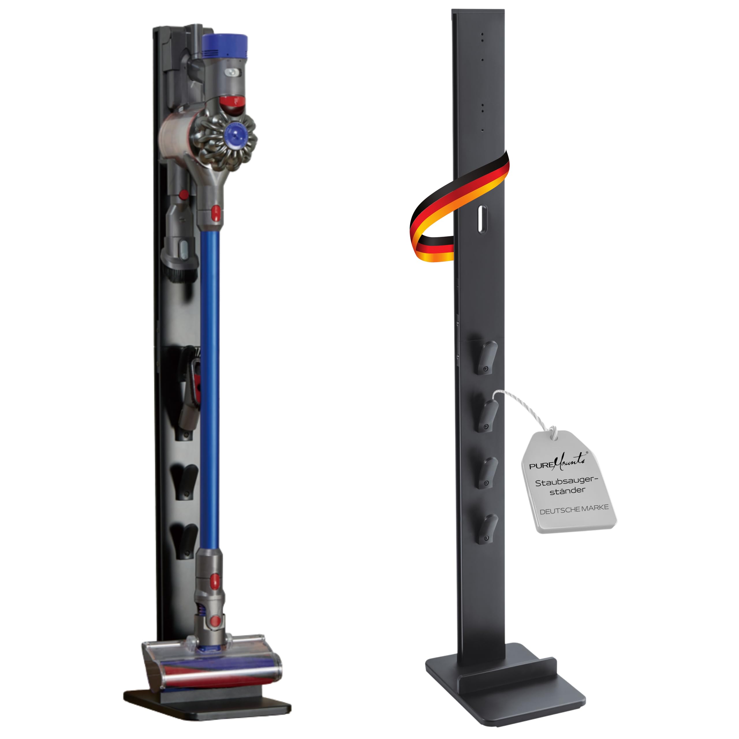 PureMounts Staubsaugerständer Standfuß für Dyson V6–V15 & Gen5, schwarz
