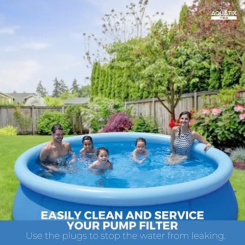 Miniatura 5 de Aquatix Pro 6 tapones de orificio para bomba de piscina, para piscinas sobre el suelo Intex, Bestway, Coleman y Summer Escape, tapones de pared de