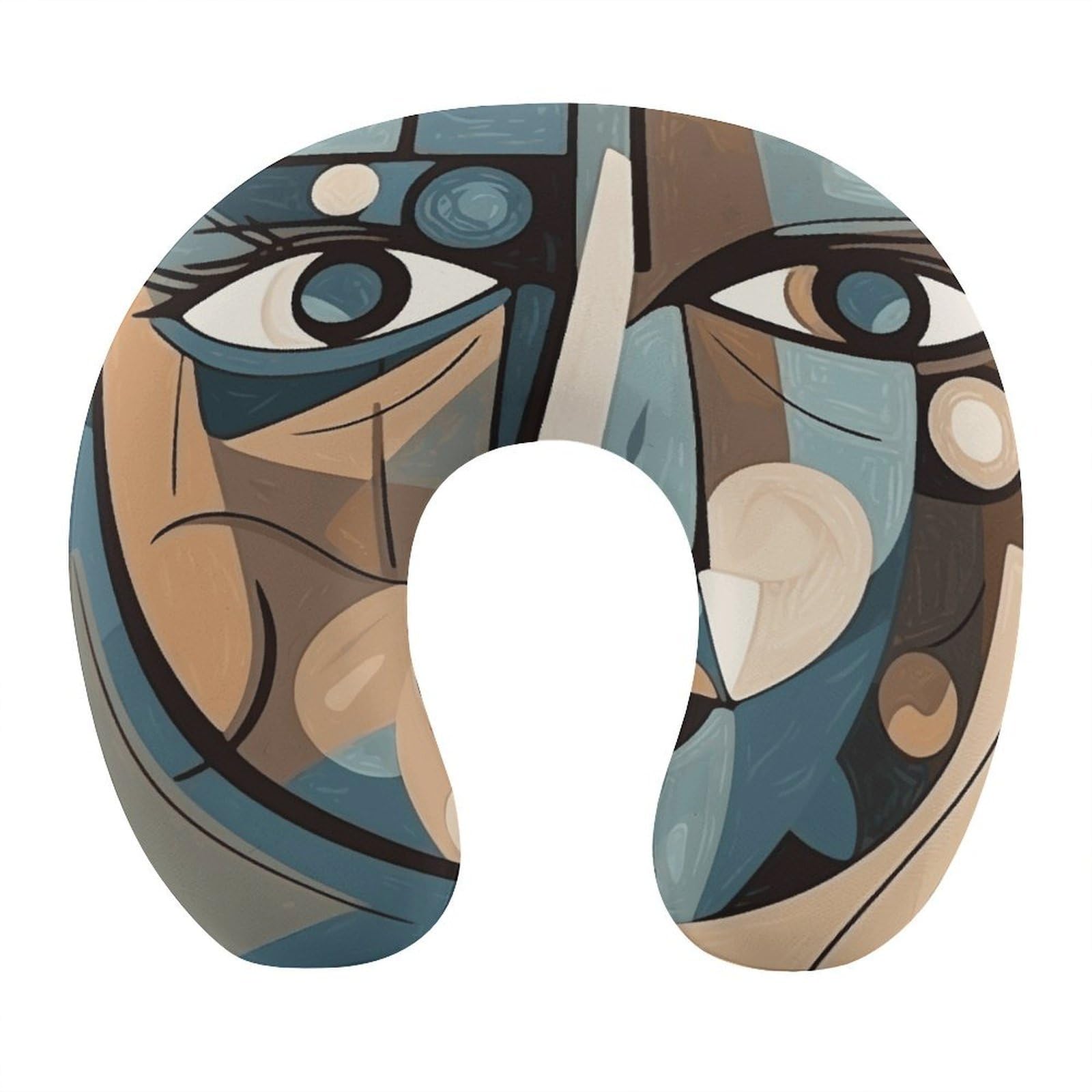 Adfgyerh Style Smiling Woman Drawing U-Shaped Pillow，Memory Foam Pillow Core，Cushion ，Provide Neck Support ，Travel Pillow，Suitable For Airplanes, Cars, Homes, And Offices.