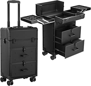 Estuche de maquillaje grande con ruedas, estu...