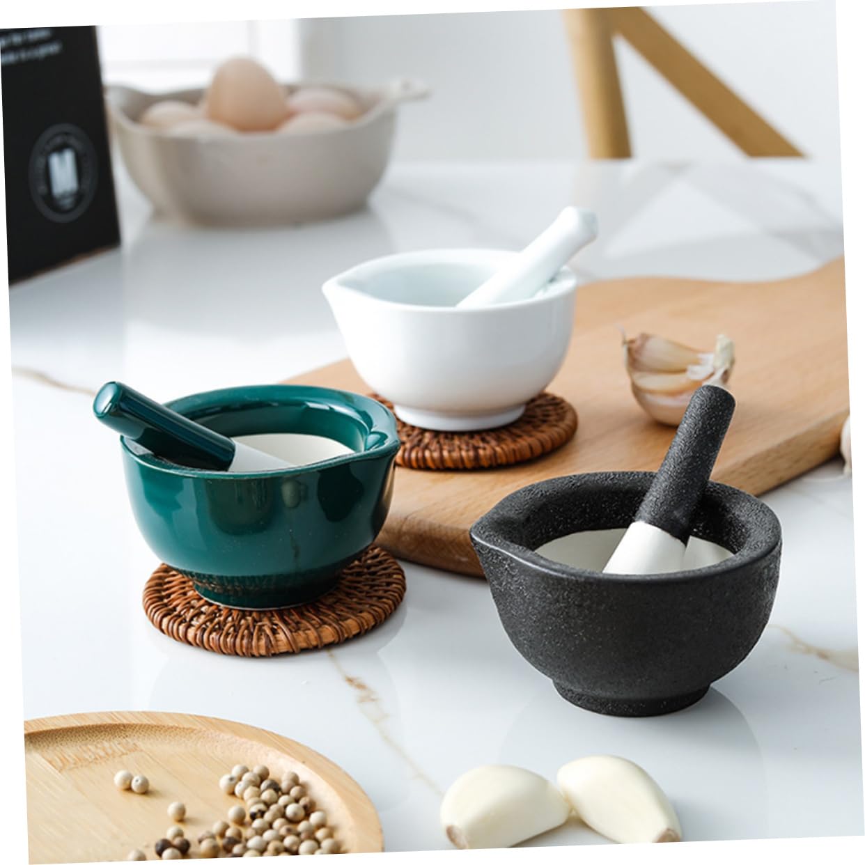 Cabilock Ceramic Grinding Bowl Set for Infants Manual Garlic and Food Grinder Tool Dishwasher Safe Pestle for Baby Food and Vegetable Mashing