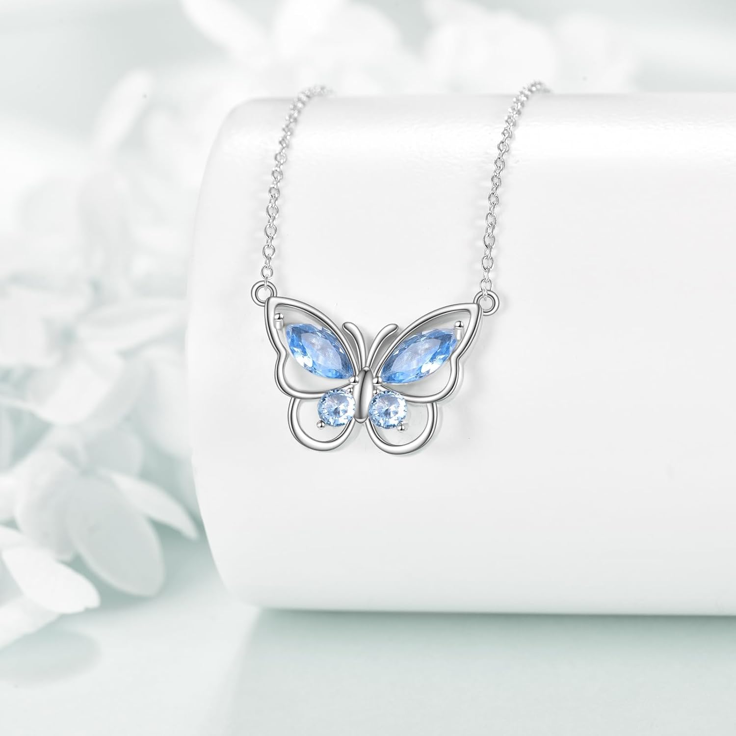 Butterfly Necklace for Women 925 Sterling Silver Crystal Butterfly Pendant Birthstone Amethyst Jewelry Gift - Image 3