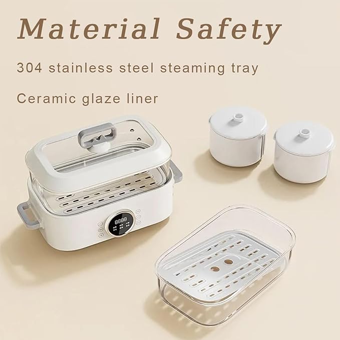 Olla Eléctrica Vaporera 10L 1350W con 2 Bandejas Acero Inoxidable miniatura 7