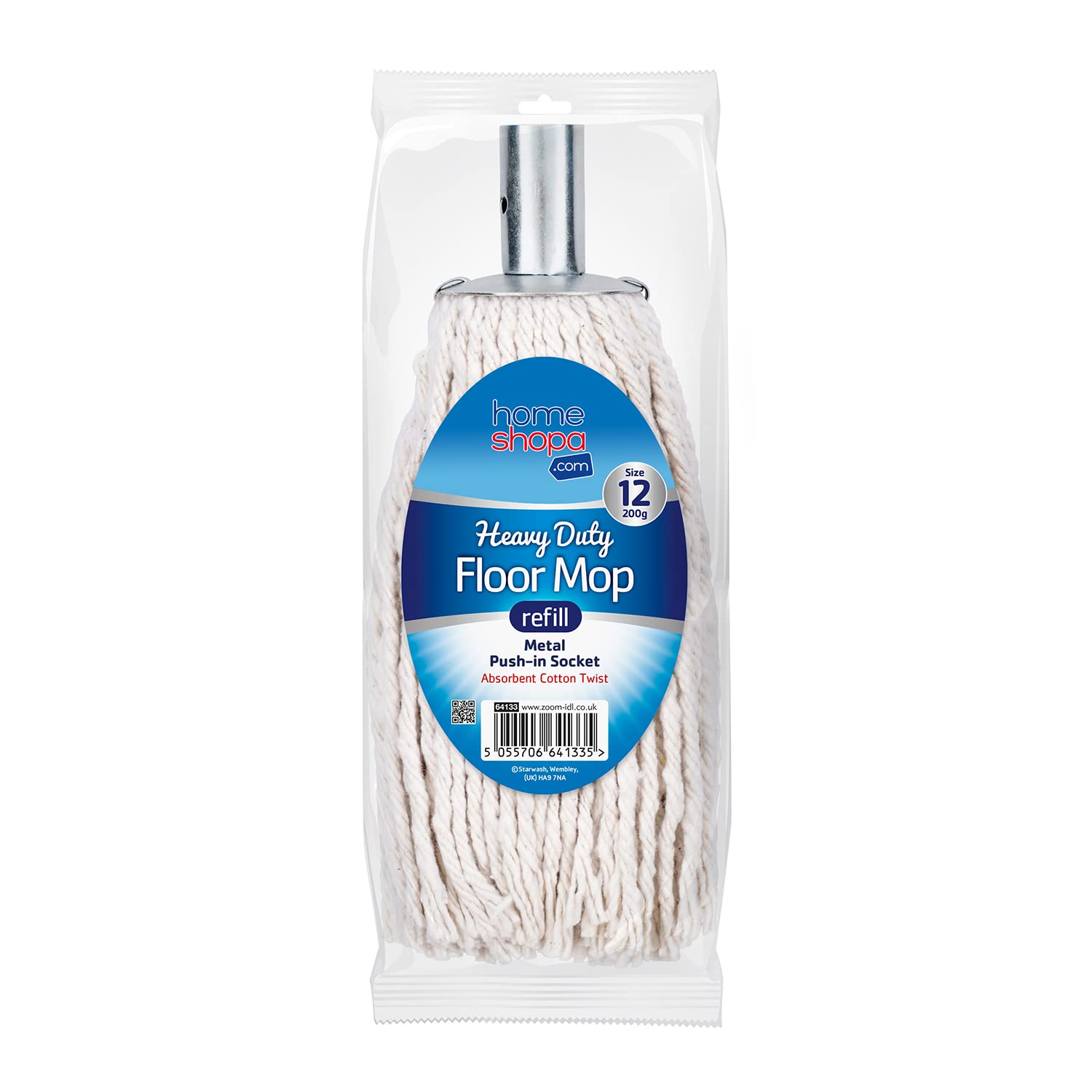 Homeshopa.com 1 Pack Homeshopa Cotton Mop Heads Replacement, 12 Size Super Absorbent Mop Refill Head With Metal Socket, Heavy Duty Floor Cleaning